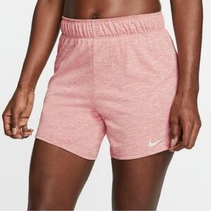 Nike Dri-Fit Pink & White High Rise Swoosh Logo Athletic Shorts